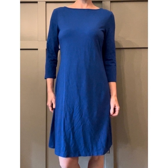 GARNET Hill Stretch Jersey Bateau Neck Dress 3/4 Sleeves Cobalt Blue Size Small - Picture 10 of 10